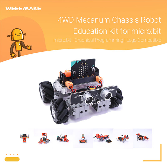 4WD Mecanum Chassis Robot Education Kit for micro:bit / mPython Board